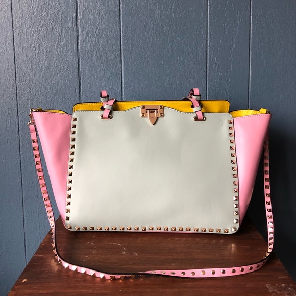 Valentino rockstud studded trapeze tote satchel - Picture 2 of 8